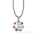 La jaula colgante Color 7 Chakra Yoga de piedras preciosas colgante de plata por mayor